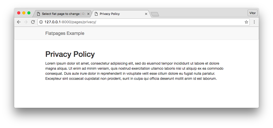 Privacy Policy Flatpage
